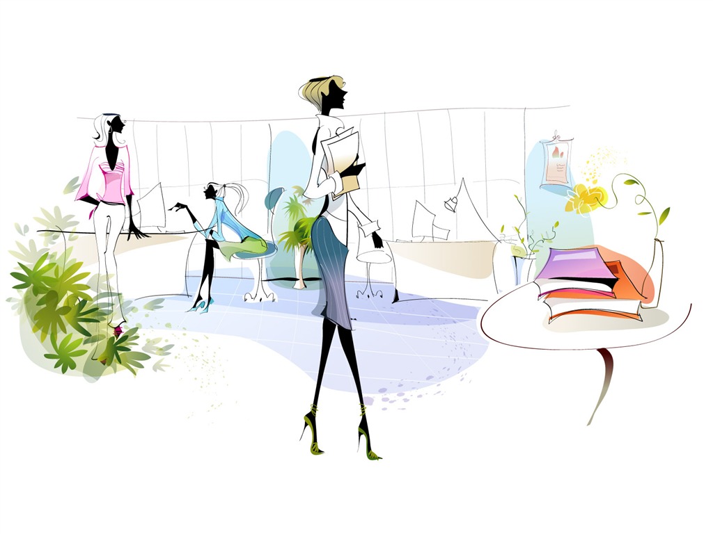 Vector Fashion Girls Wallpaper (6) #5 - 1024x768