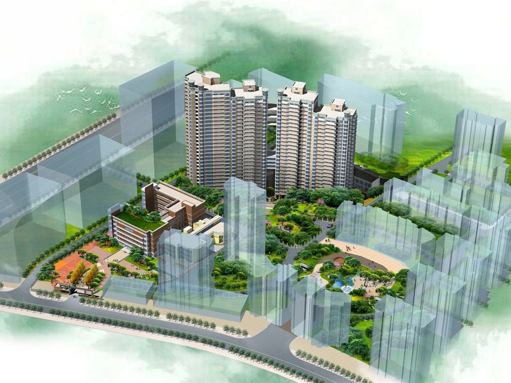 建築園林效果 高清壁紙(一) #5 - 1024x768