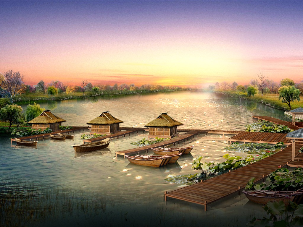 建築園林效果 高清壁紙(一) #14 - 1024x768