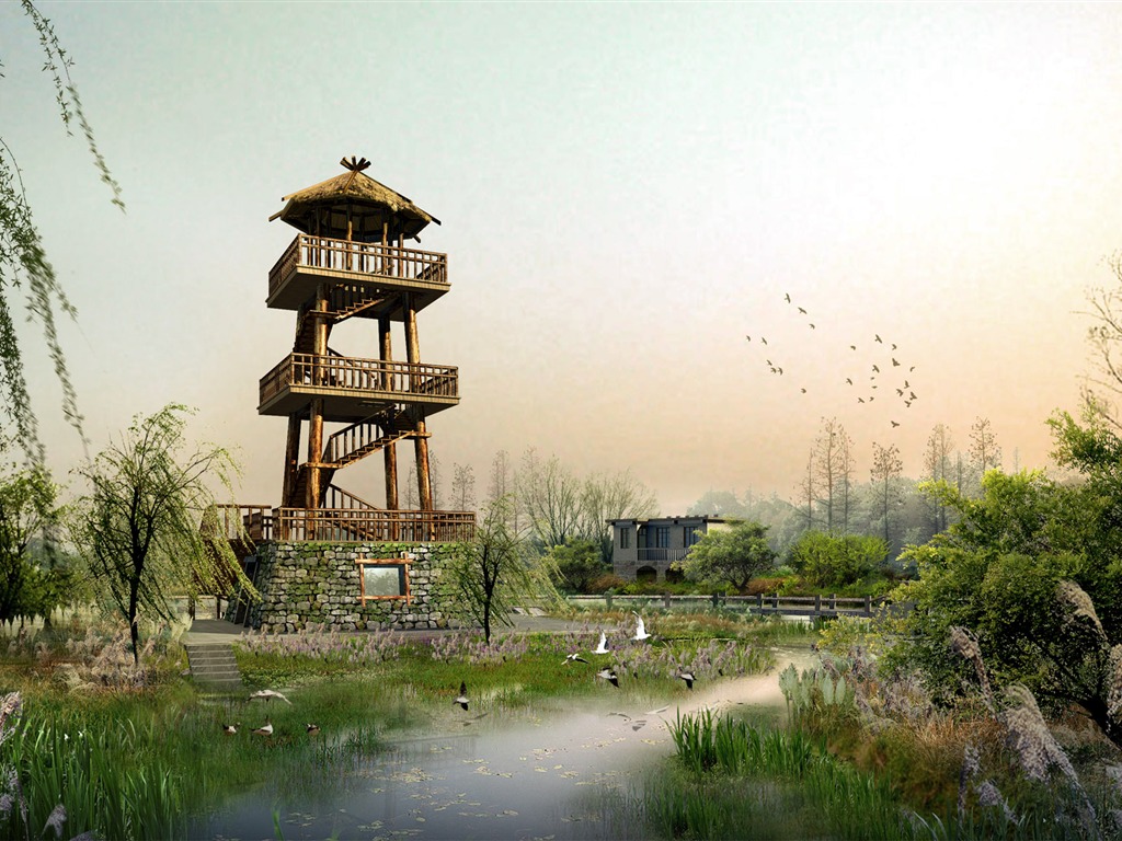 建築園林效果 高清壁紙(二) #9 - 1024x768