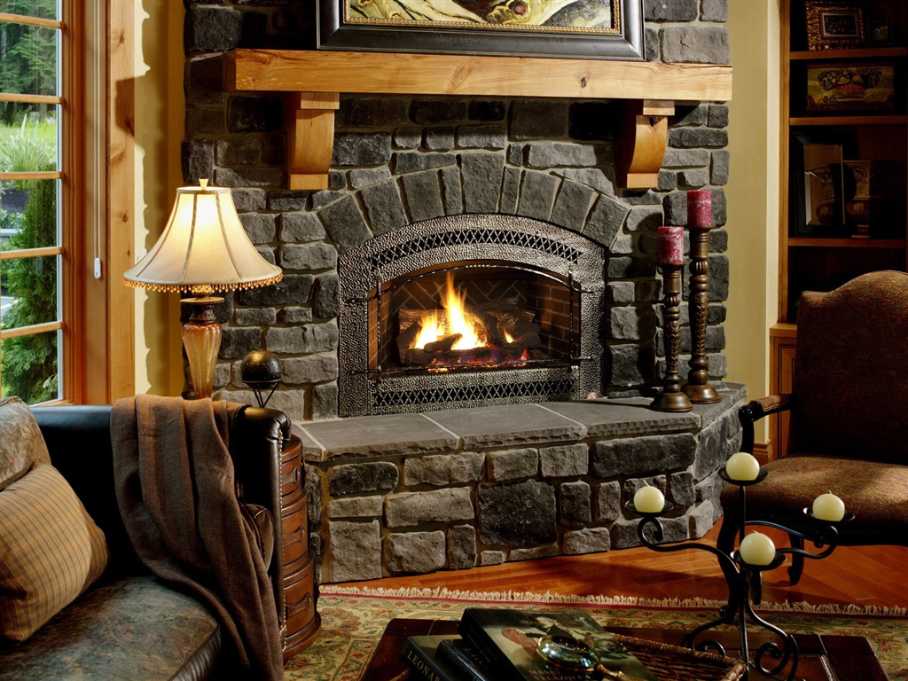 Western-style family fireplace wallpaper (1) #19 - 1024x768