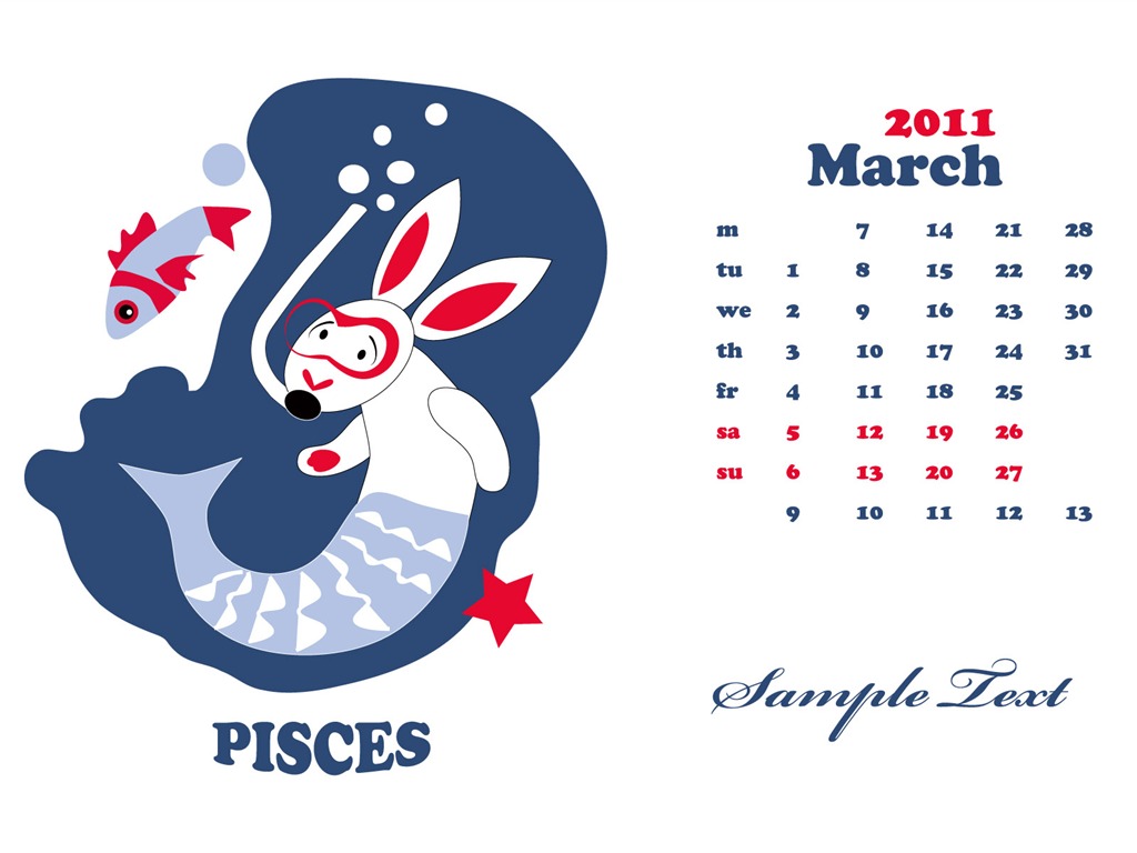 Jahr des Hasen Kalender 2011 Wallpaper (2) #10 - 1024x768