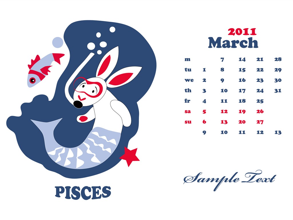 Year of the Rabbit 2011 calendar wallpaper (2) #10 - 1024x768