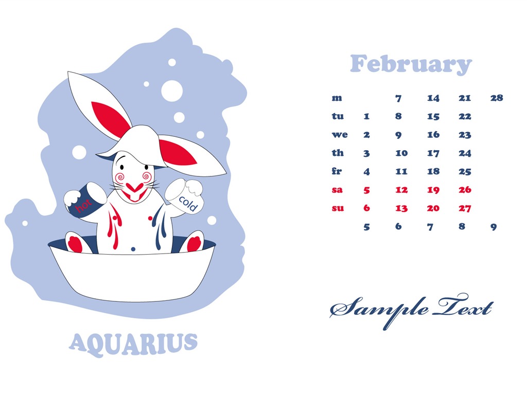 Jahr des Hasen Kalender 2011 Wallpaper (2) #11 - 1024x768