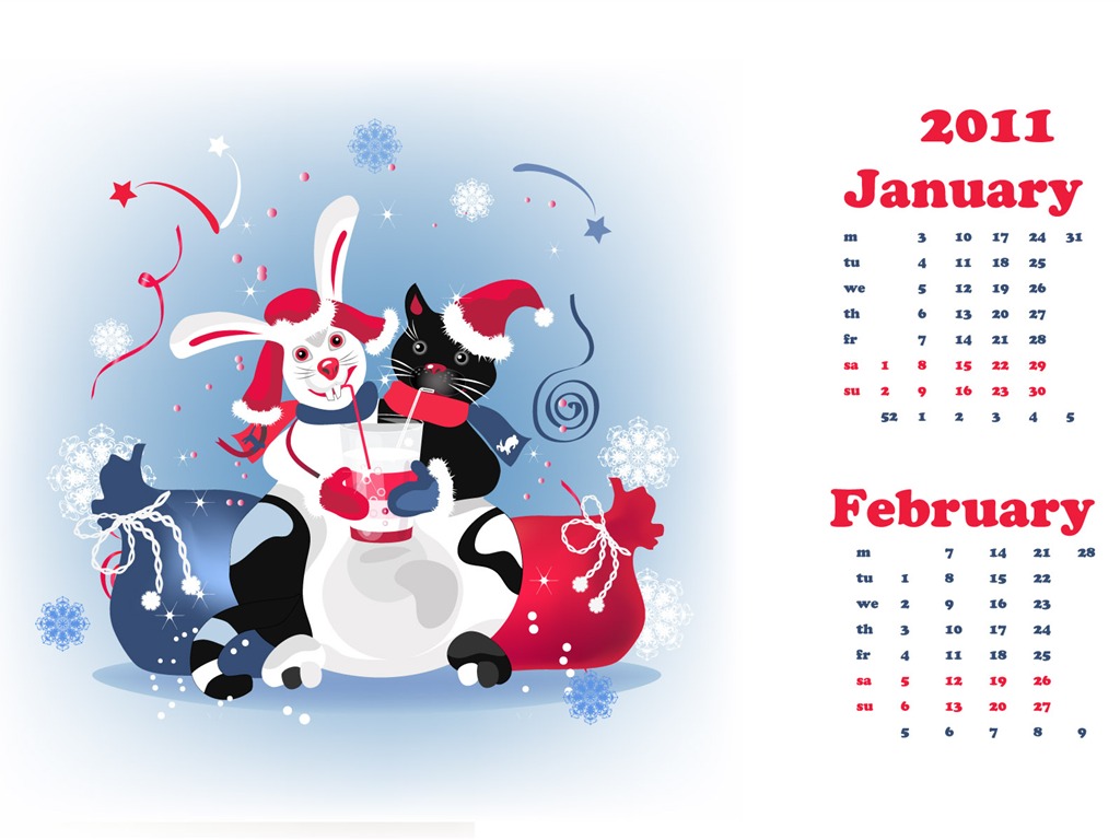 Year of the Rabbit 2011 calendar wallpaper (2) #14 - 1024x768