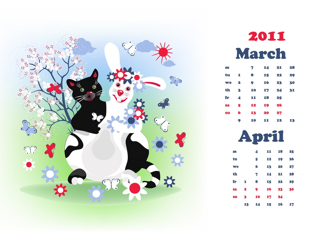 Jahr des Hasen Kalender 2011 Wallpaper (2) #16 - 1024x768