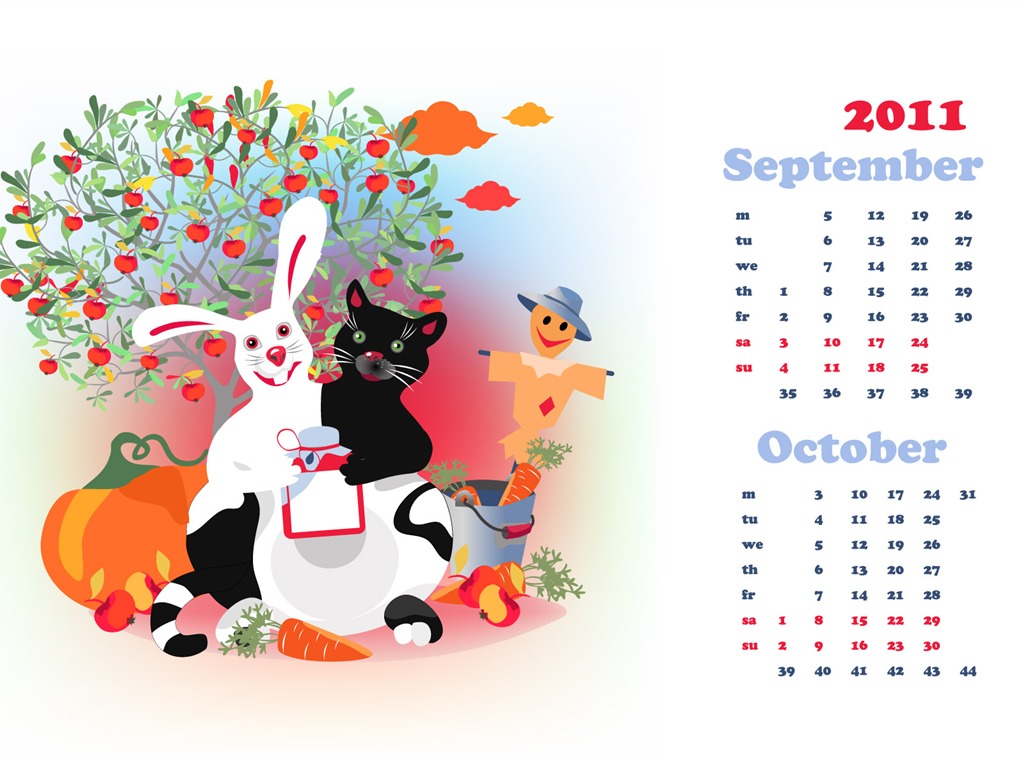 Année du papier peint Rabbit calendrier 2011 (2) #19 - 1024x768