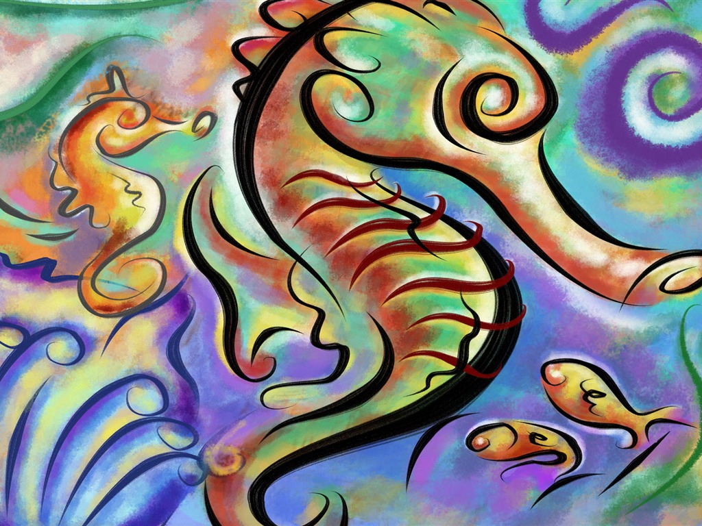 Living hand-painted wallpaper widescreen (8) #18 - 1024x768