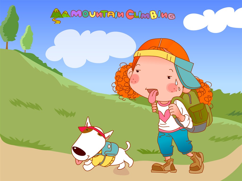 Vector girl and dog wallpapers #15 - 1024x768
