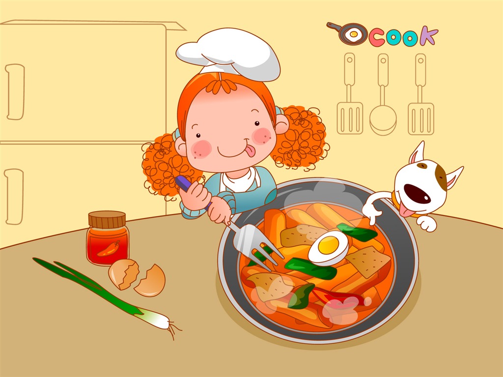 Vector dívka a pes tapety na plochu #17 - 1024x768