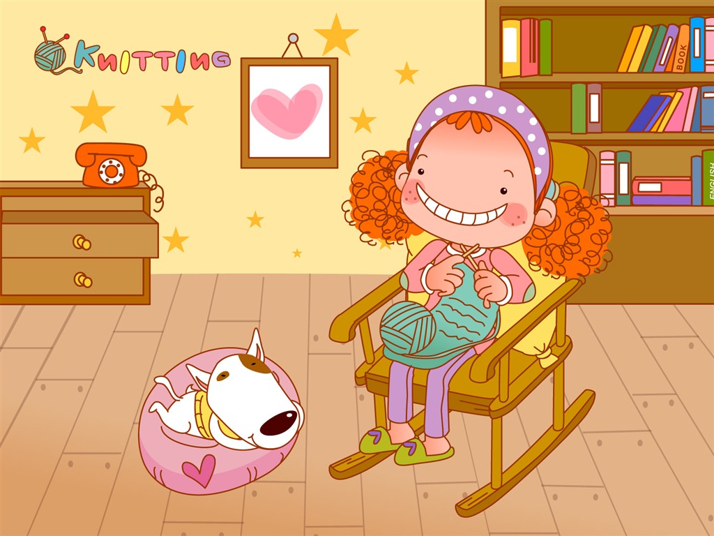 Vector dívka a pes tapety na plochu #21 - 1024x768
