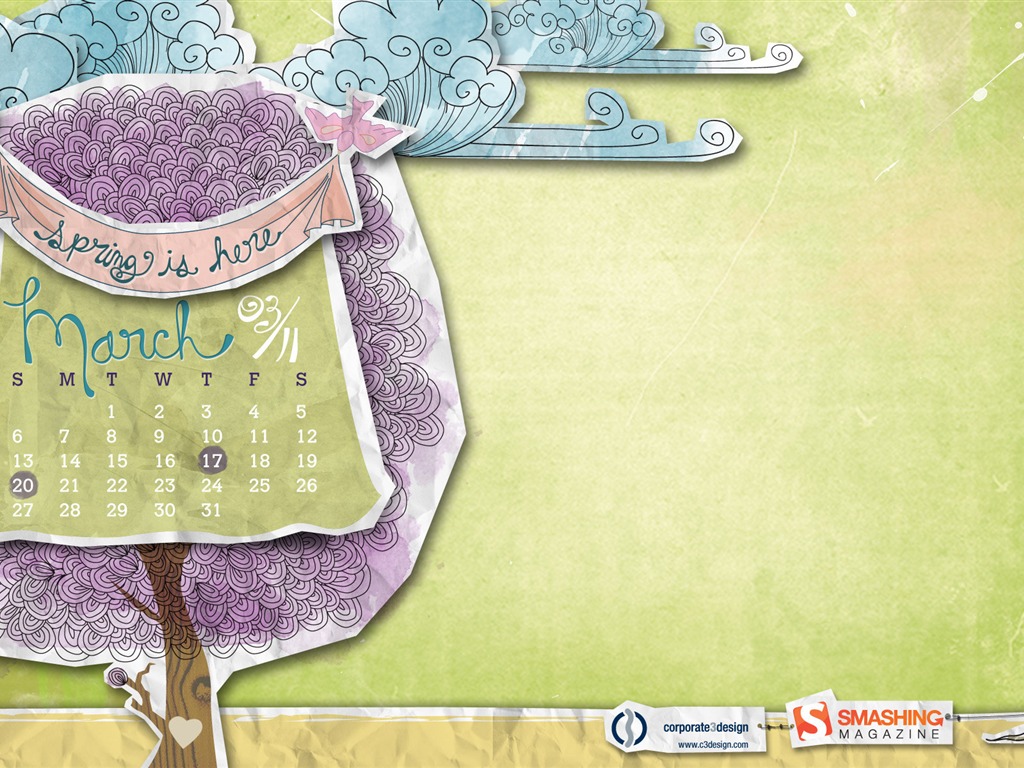 2011年3月 月曆壁紙 #21 - 1024x768