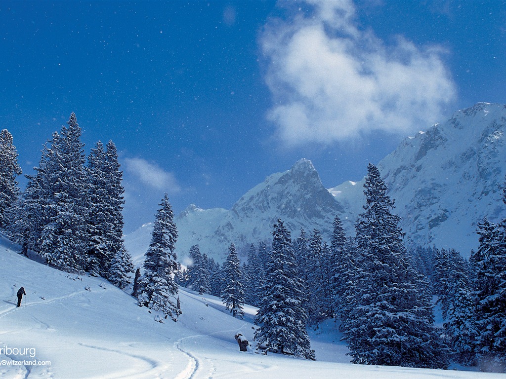 Swiss fond d'écran de neige en hiver #9 - 1024x768