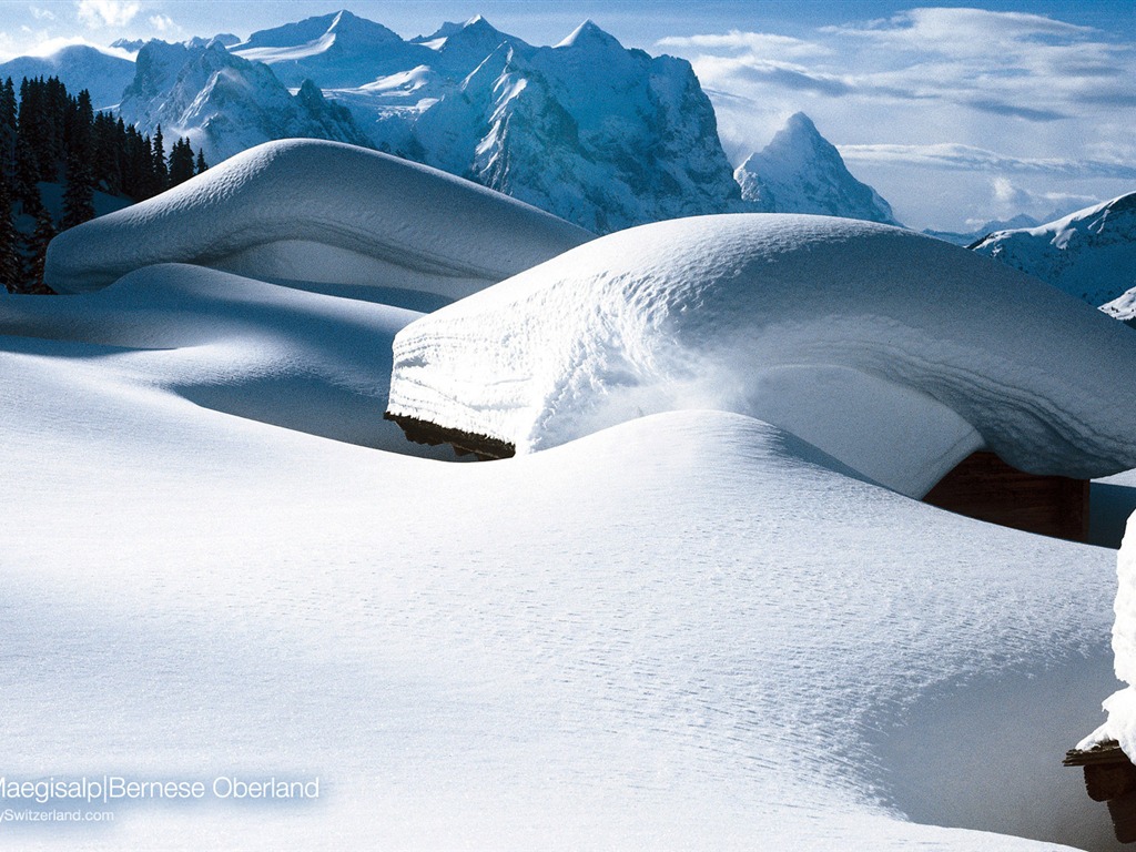 Swiss fond d'écran de neige en hiver #14 - 1024x768