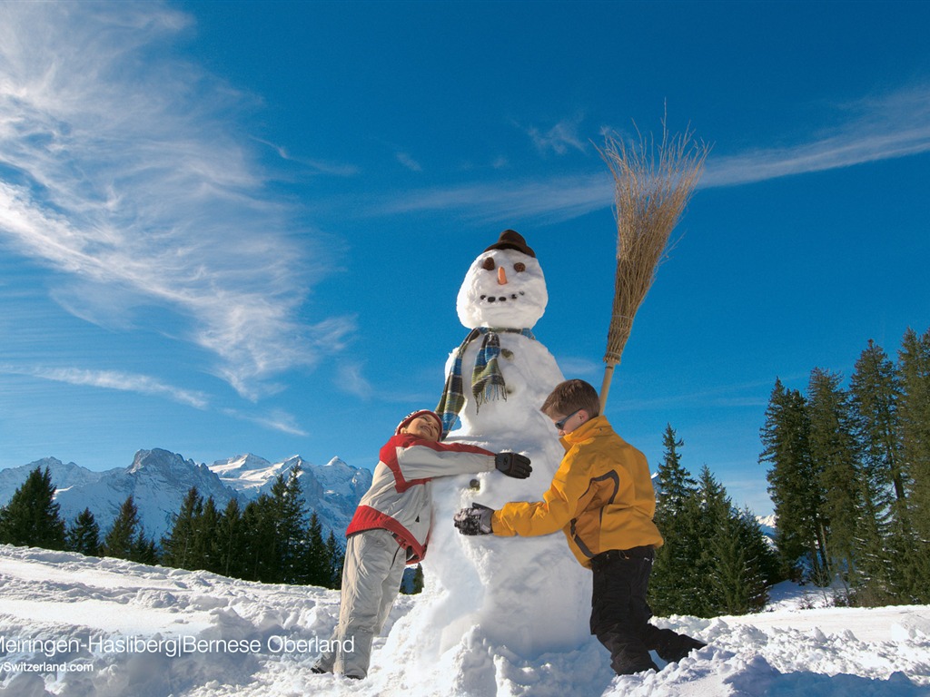 Swiss winter snow wallpaper #15 - 1024x768