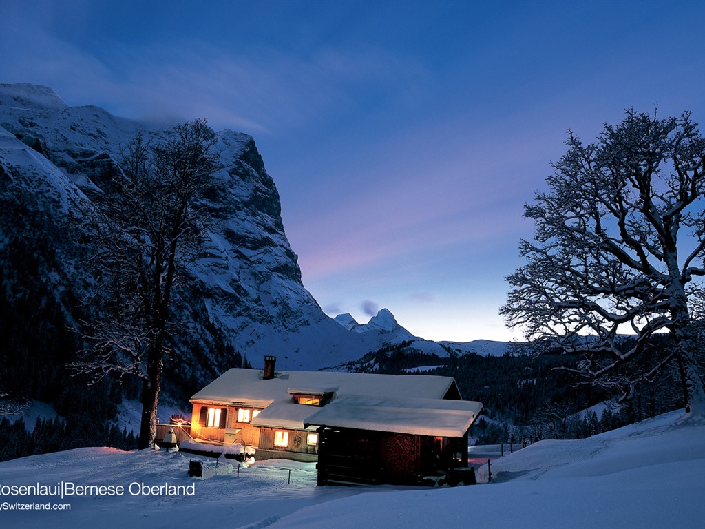 Swiss fond d'écran de neige en hiver #19 - 1024x768