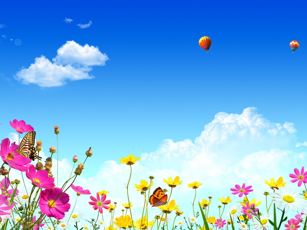 Photoshop sonnigen Sommertag Landschaft Wallpaper (1) #12 - 1024x768