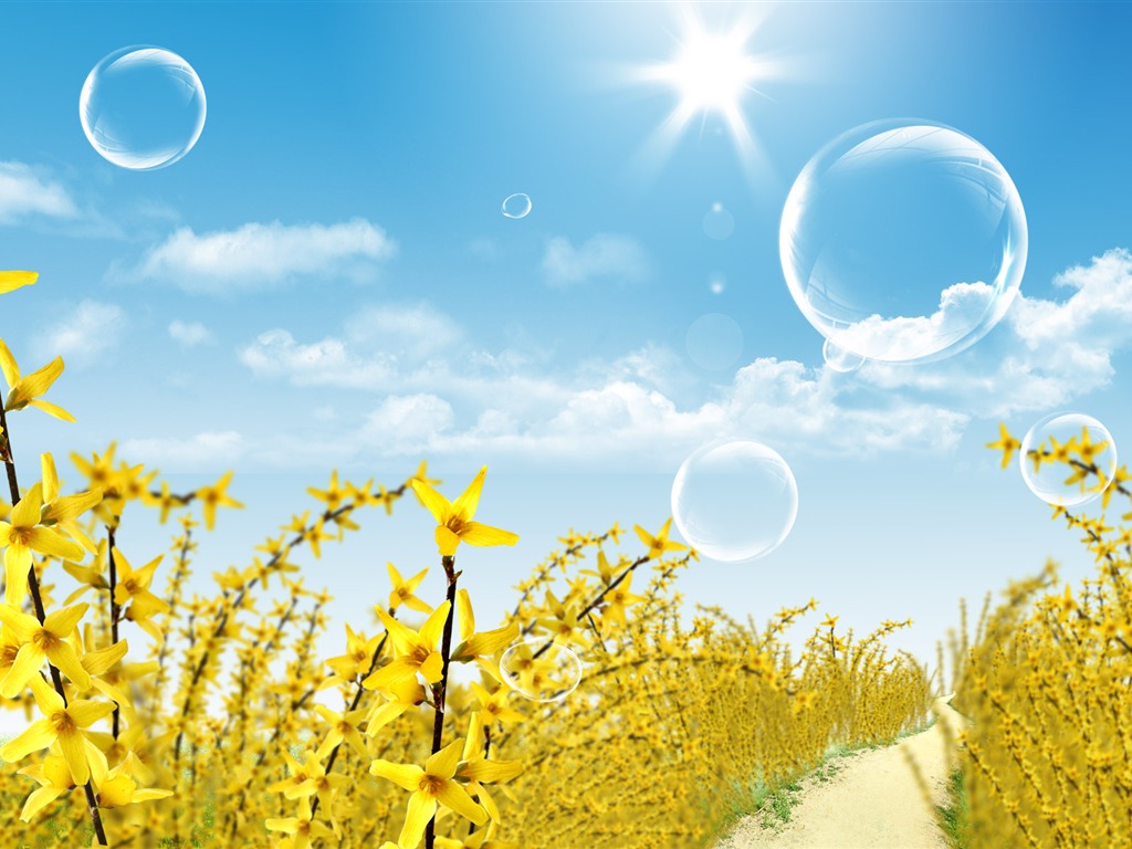 Photoshop sonnigen Sommertag Landschaft Wallpaper (1) #14 - 1024x768