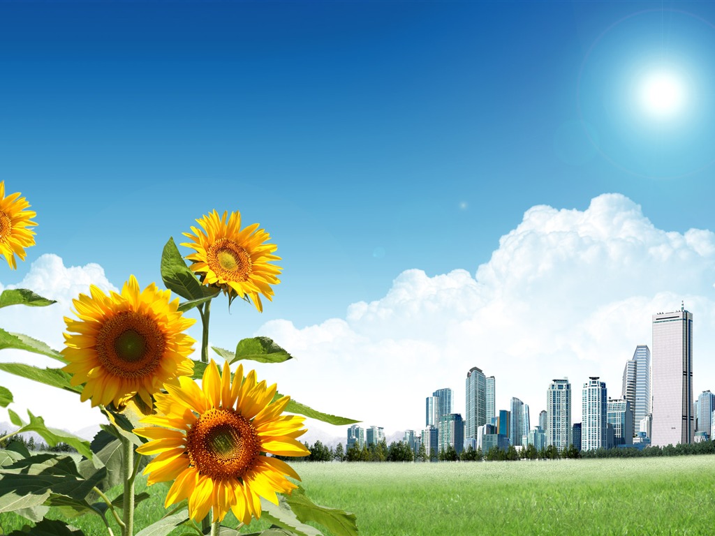 Photoshop sonnigen Sommertag Landschaft Wallpaper (1) #16 - 1024x768