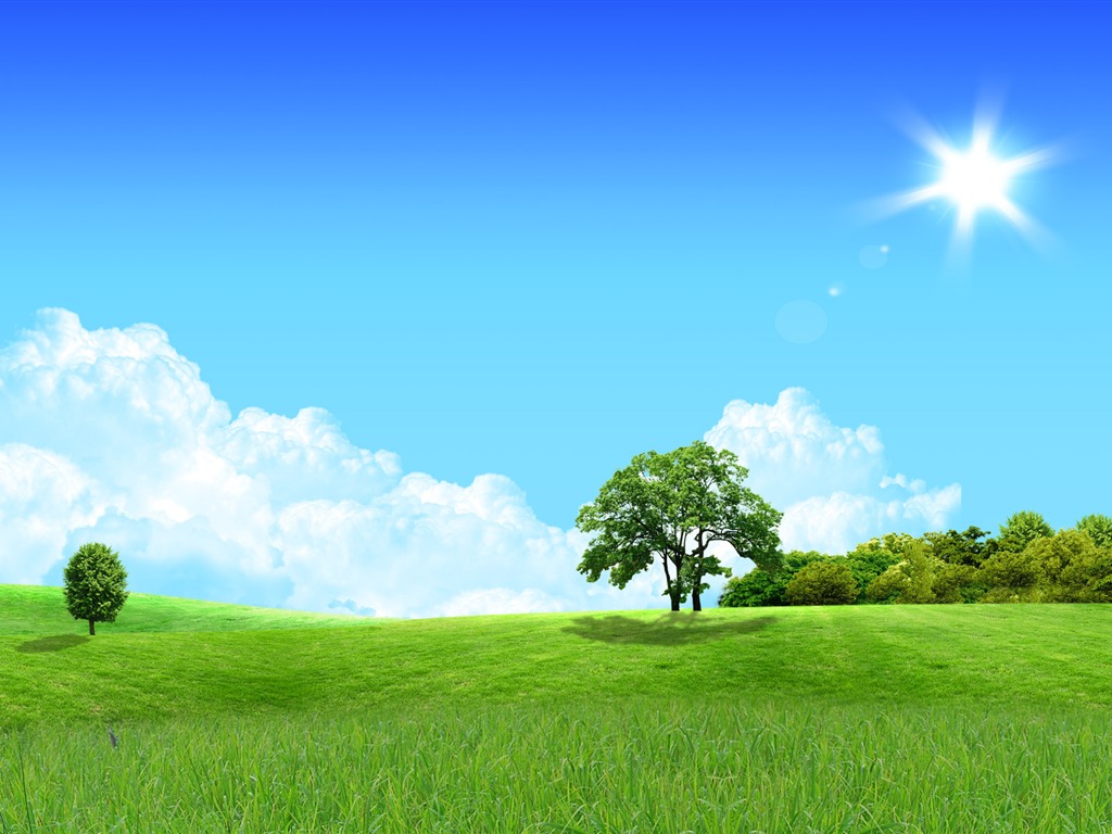 Photoshop sonnigen Sommertag Landschaft Wallpaper (1) #17 - 1024x768