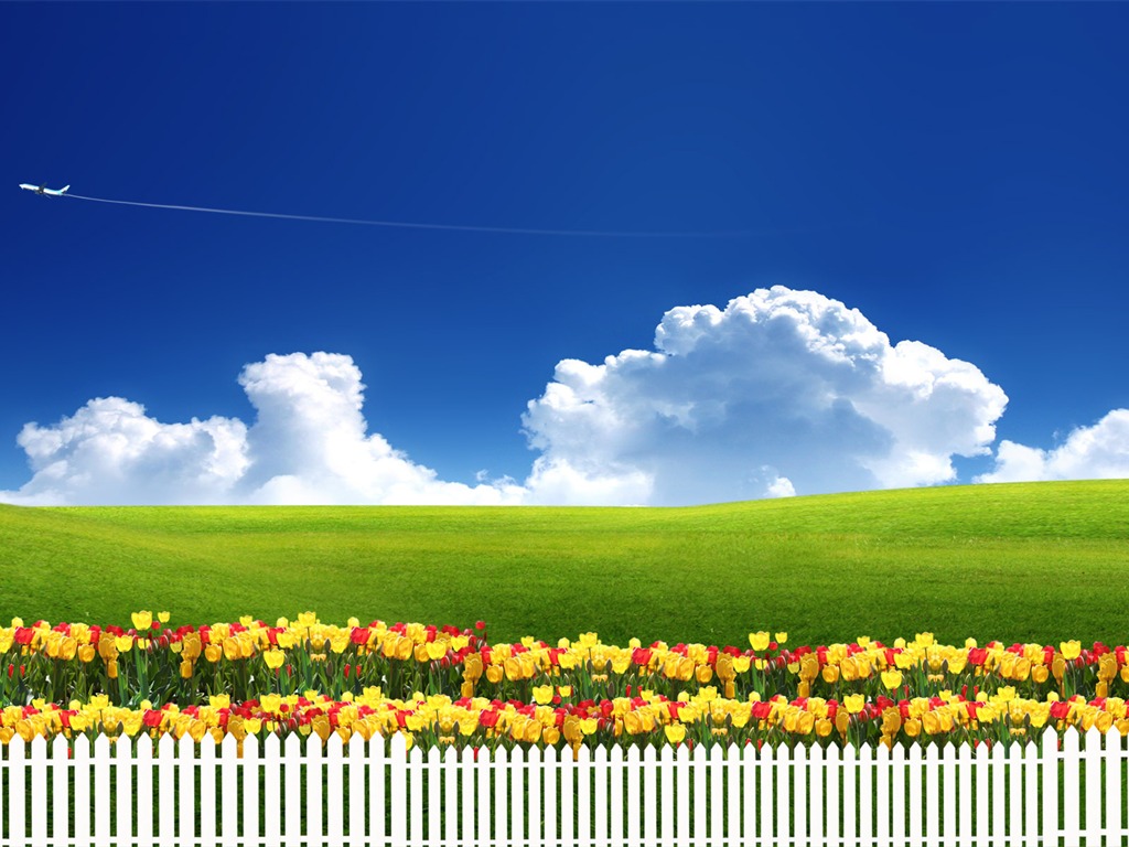 Photoshop sonnigen Sommertag Landschaft Wallpaper (1) #18 - 1024x768