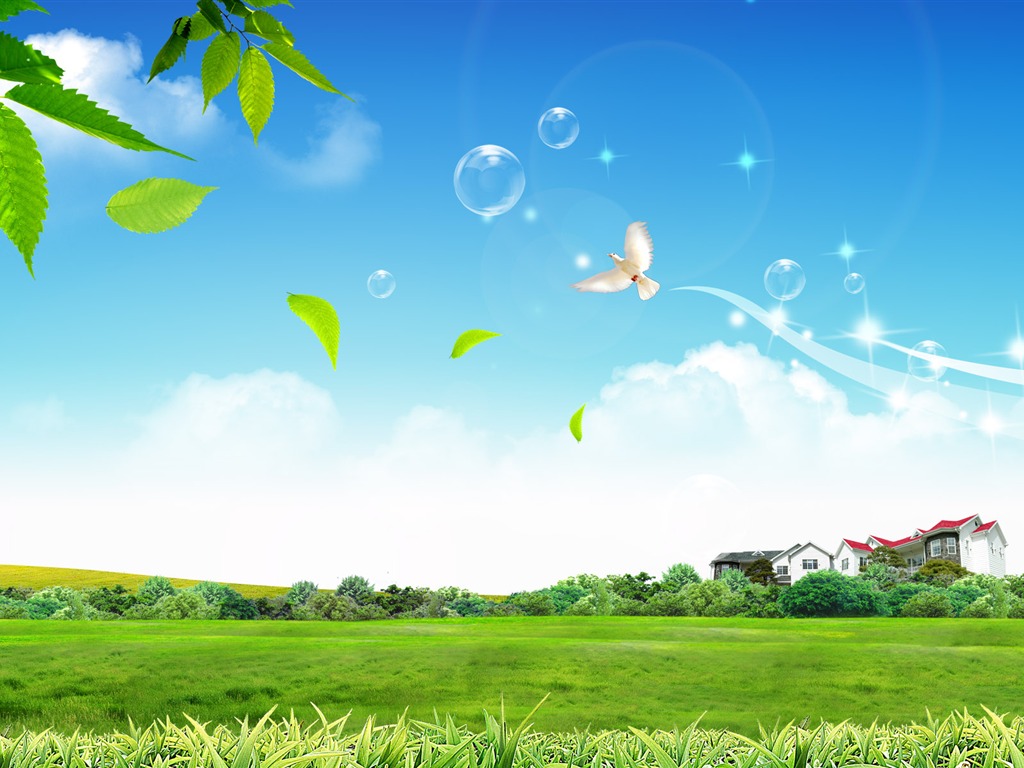 Photoshop sonnigen Sommertag Landschaft Wallpaper (1) #20 - 1024x768