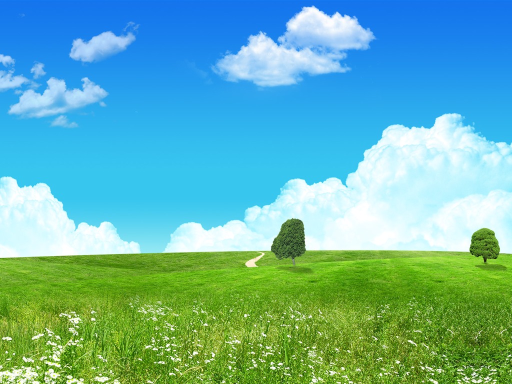 Photoshop sonnigen Sommertag Landschaft Wallpaper (2) #10 - 1024x768