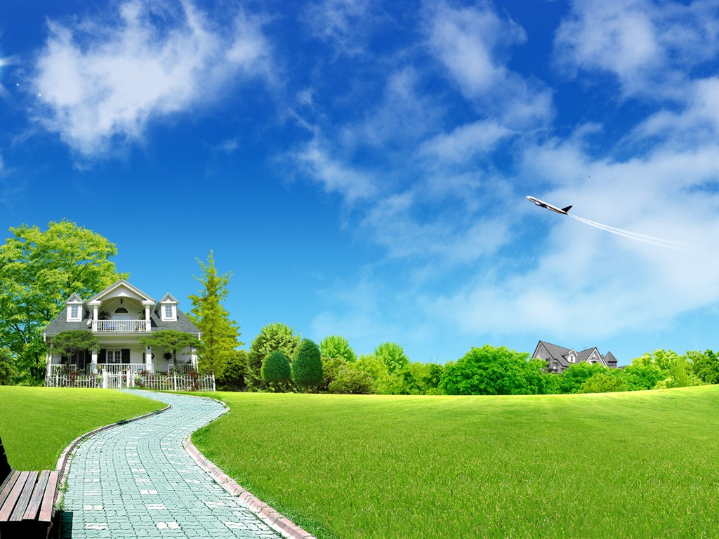 Photoshop sunny summer landscape wallpaper (2) #13 - 1024x768
