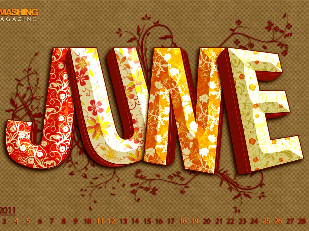 Juni 2011 Kalender Wallpaper (1) #17 - 1024x768