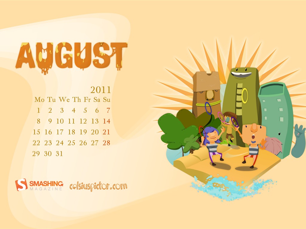 August 2011 calendar wallpaper (1) #19 - 1024x768