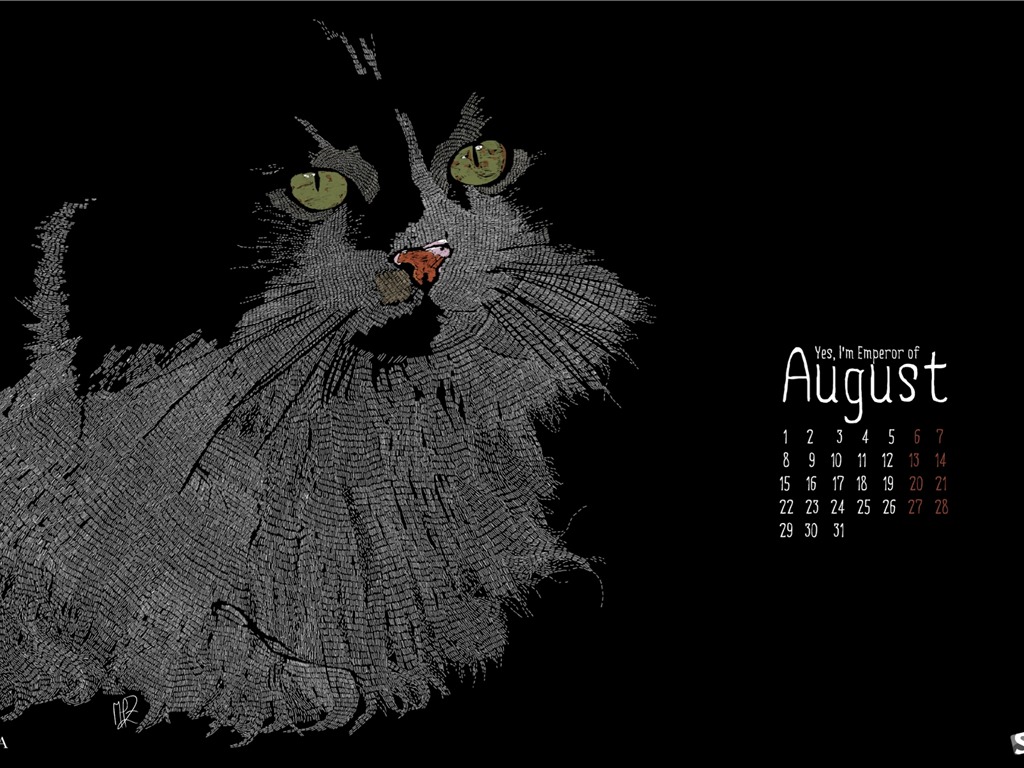 2011년 8월 달력 배경 화면 (2) #14 - 1024x768