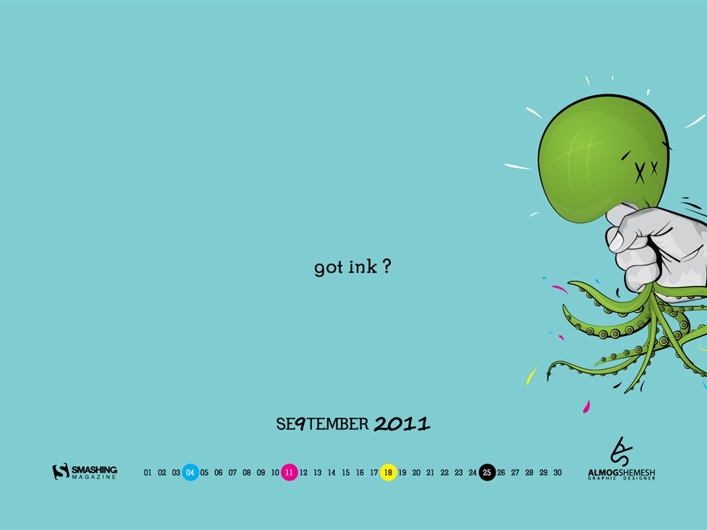 September 2011 Kalender Wallpaper (1) #16 - 1024x768