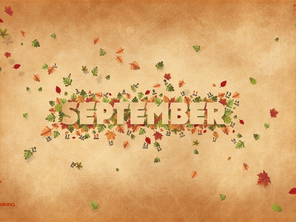2011年9月カレンダー壁紙（2） #12 - 1024x768