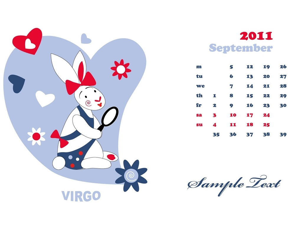 September 2011 Calendar Wallpaper (2) #16 - 1024x768