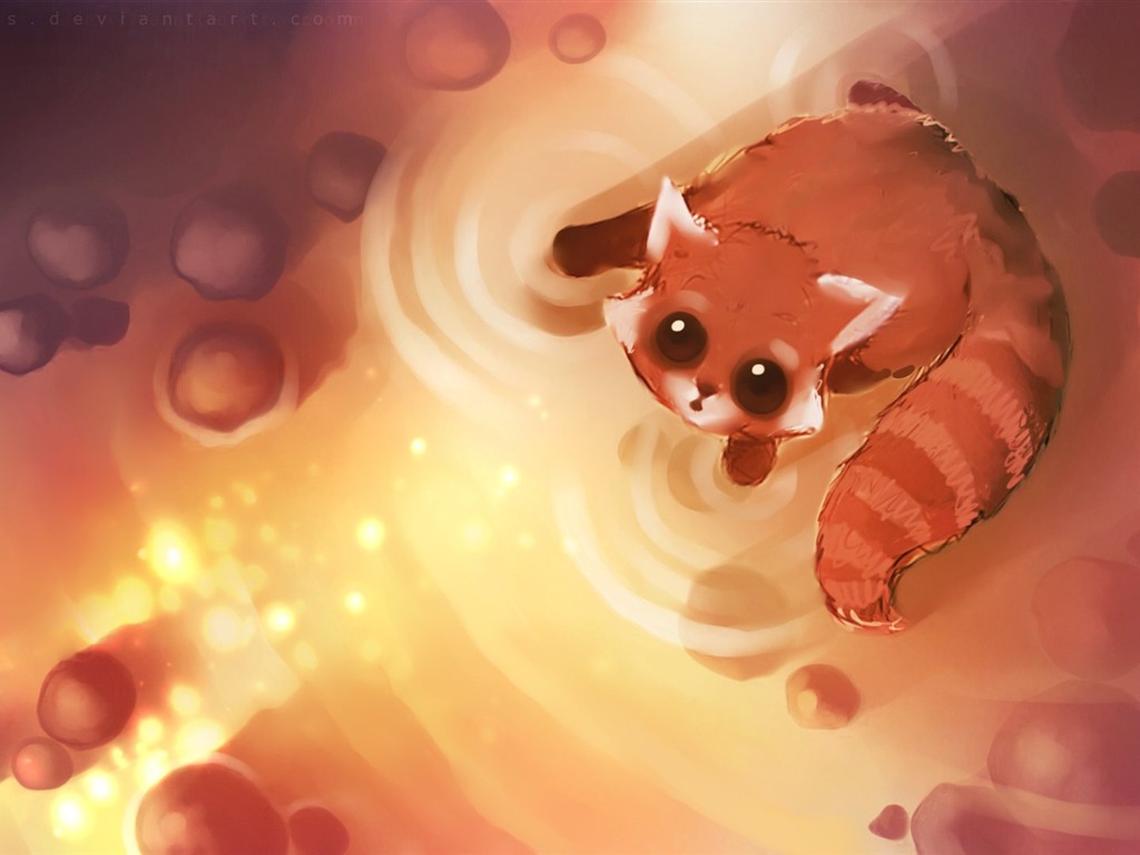 Apofiss水彩插畫 小黑貓壁紙 #16 - 1024x768