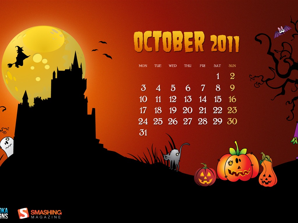 2011年10月カレンダー壁紙（1） #1 - 1024x768