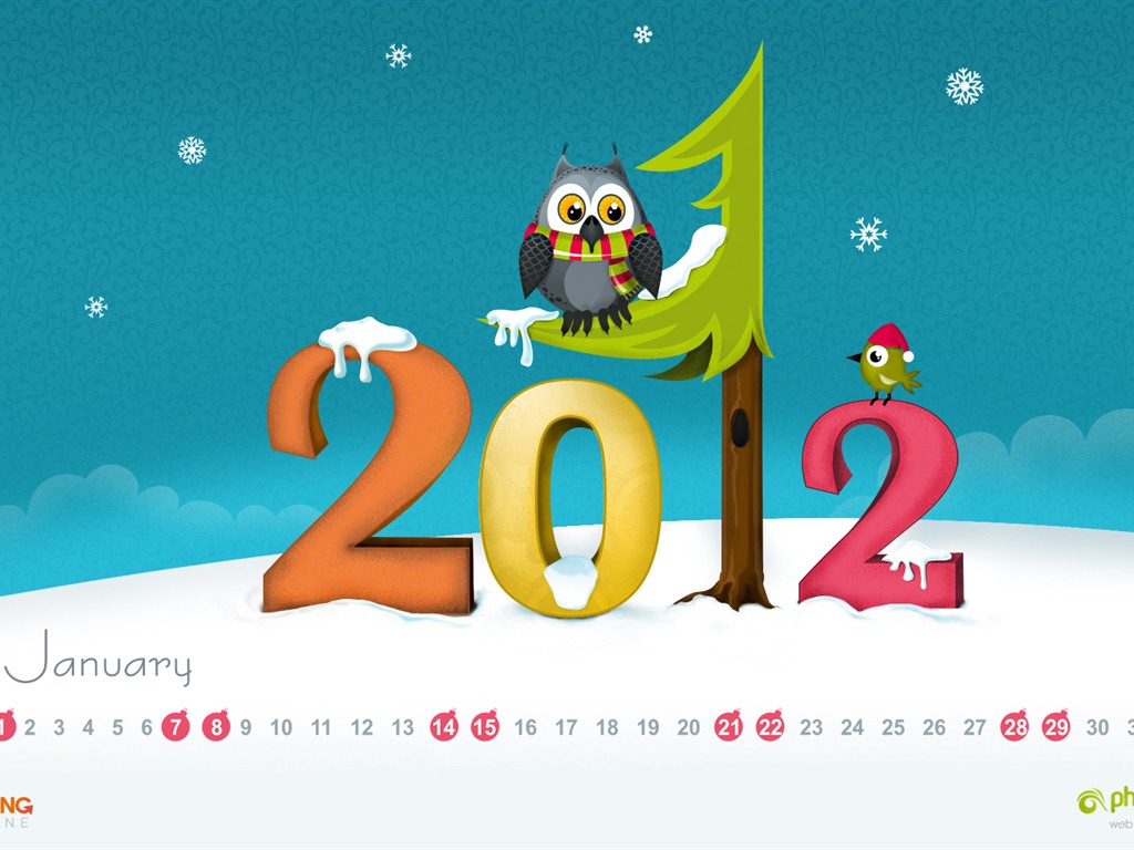 Januar 2012 Kalender Wallpapers #1 - 1024x768