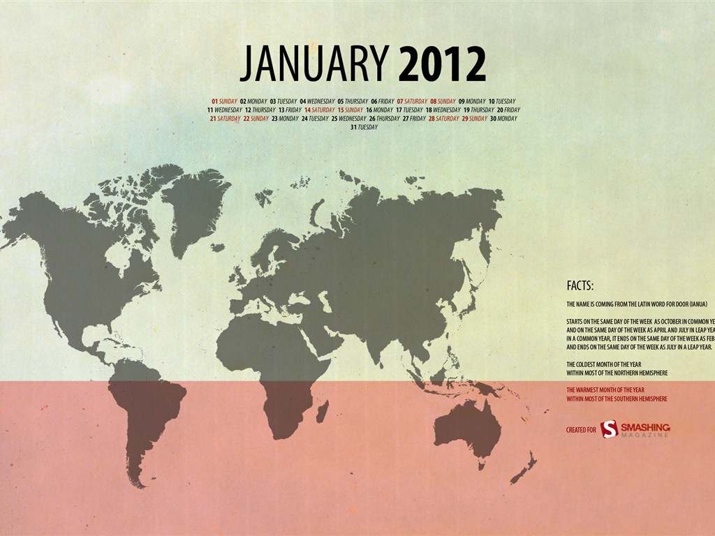 January 2012 Calendar Wallpapers #10 - 1024x768