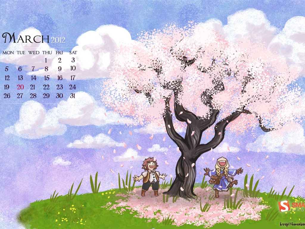 2012年3月カレンダー壁紙 #7 - 1024x768