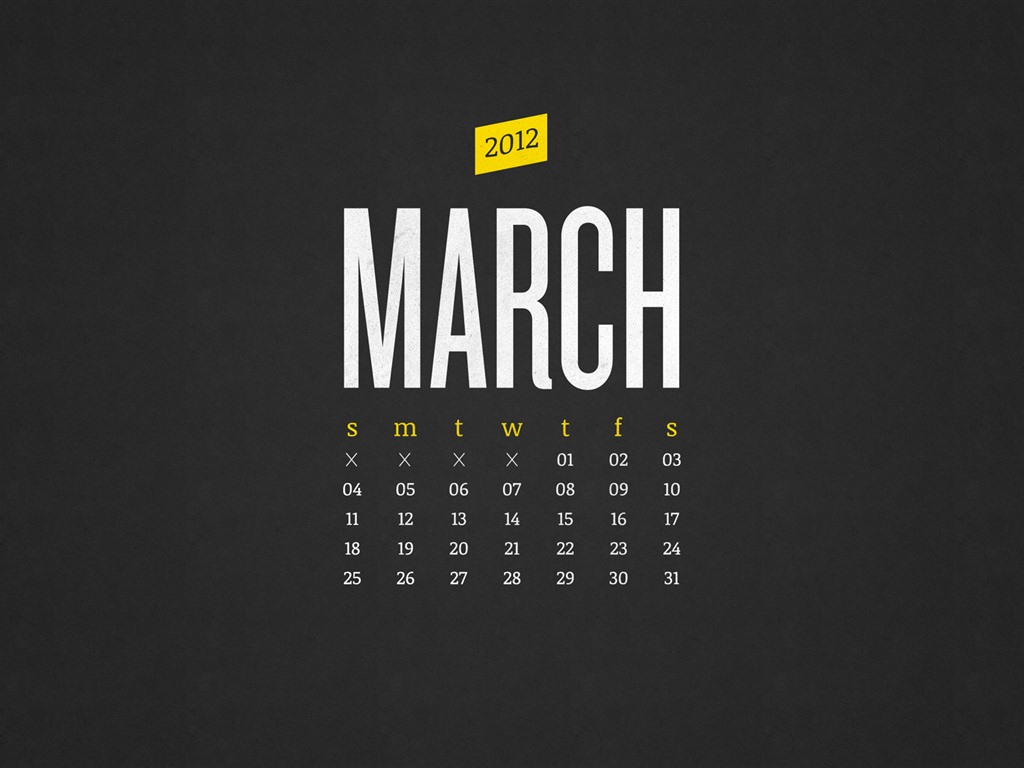March 2012 Calendar Wallpaper #21 - 1024x768