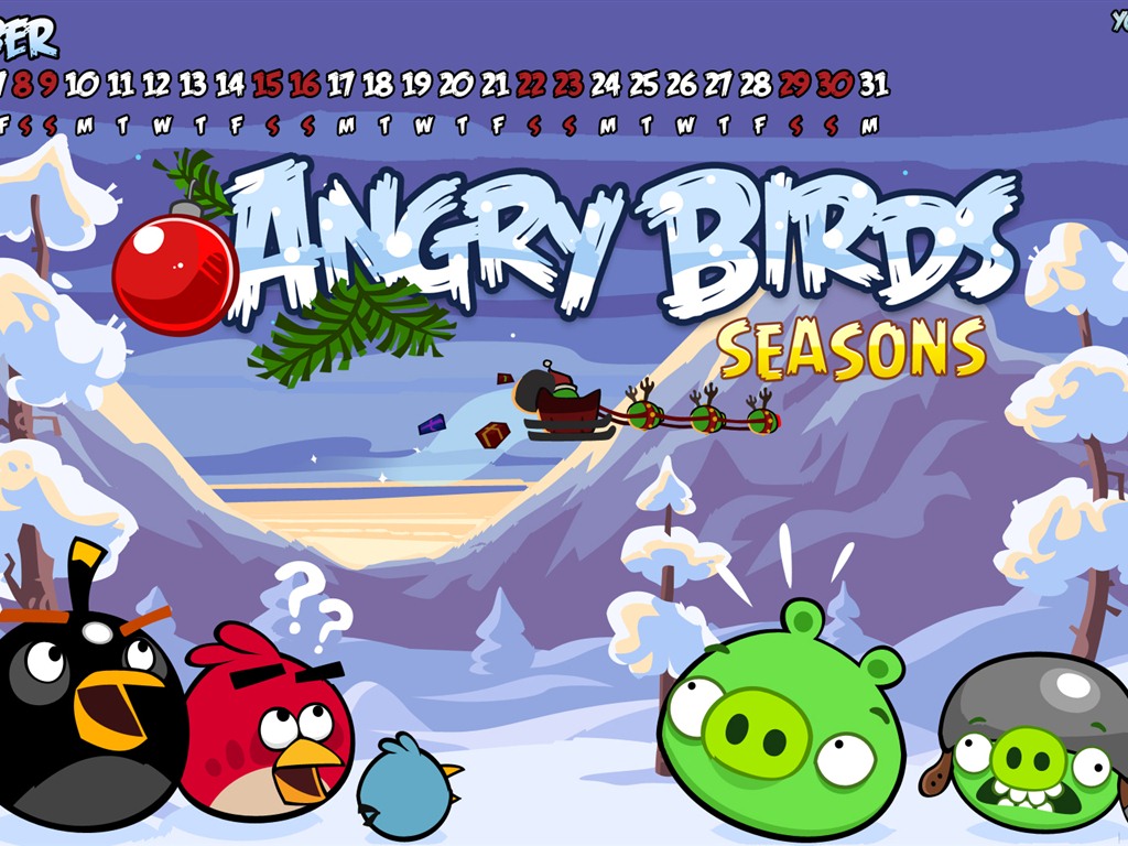 Angry Birds 憤怒的小鳥 2012年年曆壁紙 #1 - 1024x768