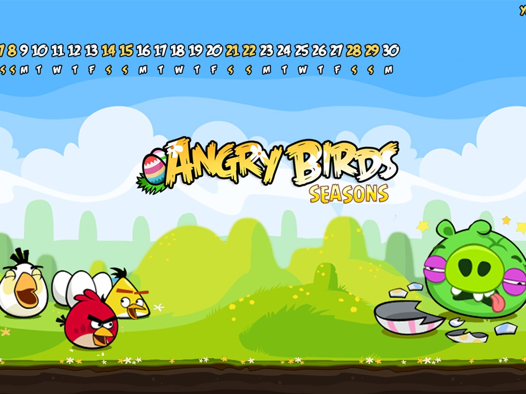 Angry Birds 憤怒的小鳥 2012年年曆壁紙 #2 - 1024x768
