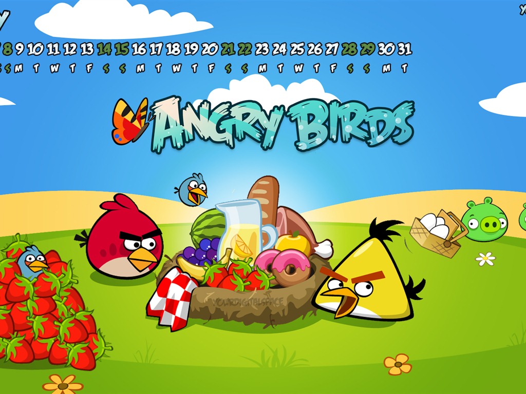 Angry Birds 憤怒的小鳥 2012年年曆壁紙 #5 - 1024x768