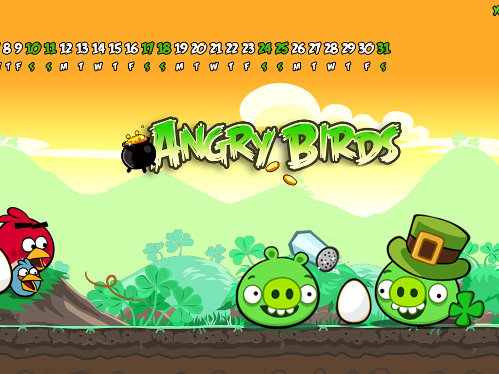 Angry Birds 憤怒的小鳥 2012年年曆壁紙 #8 - 1024x768