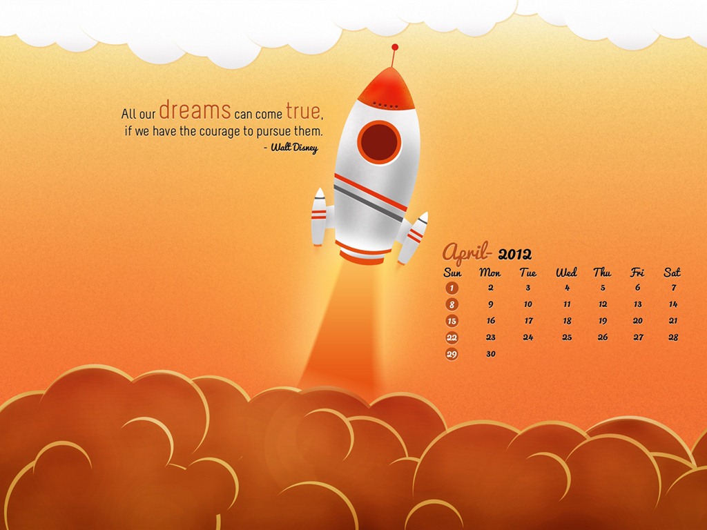 April 2012 Kalender Wallpaper (2) #8 - 1024x768