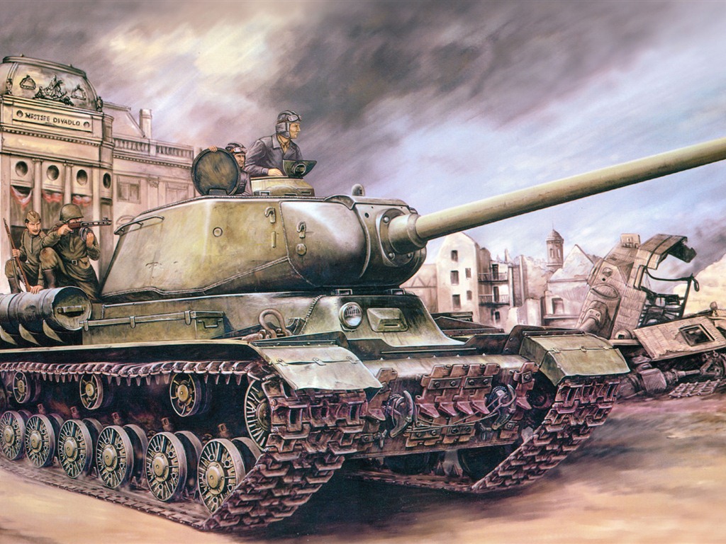 Military tanks, armored HD painting wallpapers #9 - 1024x768