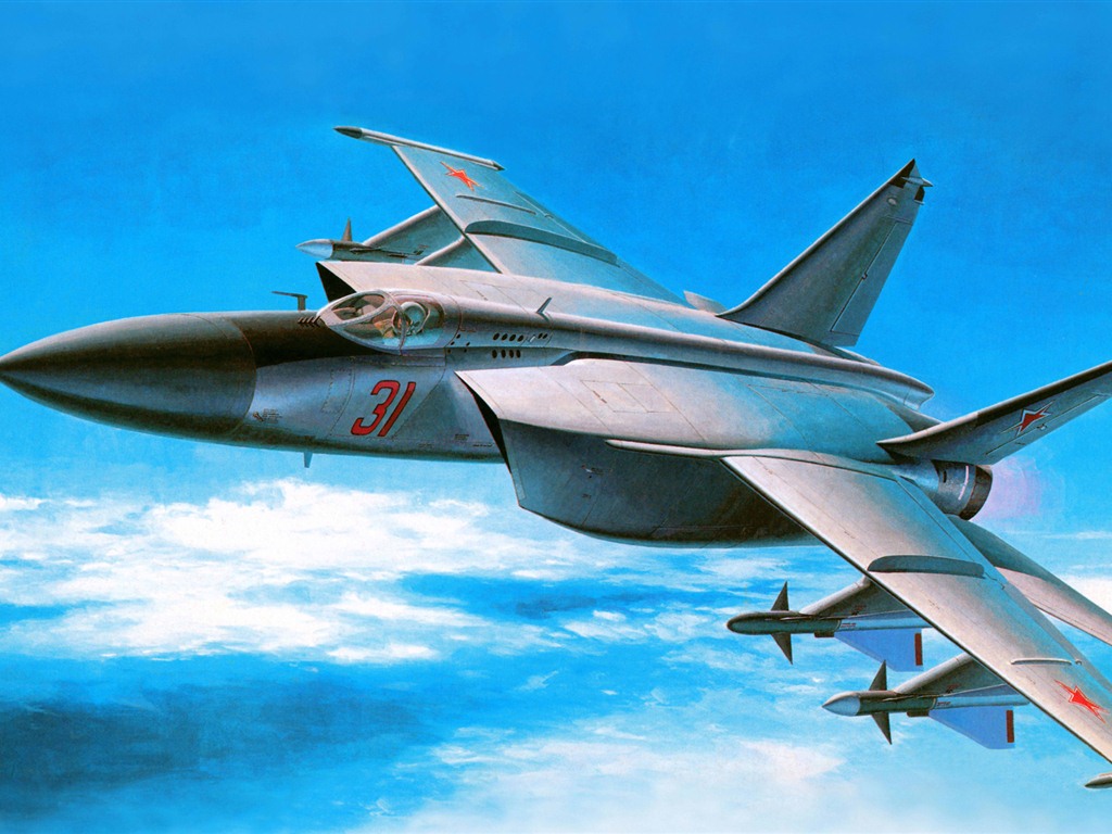 空中飛行的軍用飛機 精美繪畫壁紙 #5 - 1024x768