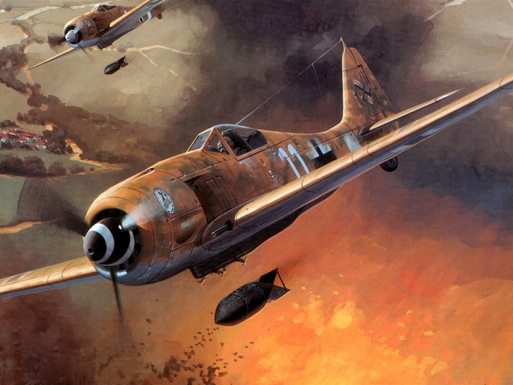 軍用機の飛行の絶妙な絵画の壁紙 #6 - 1024x768