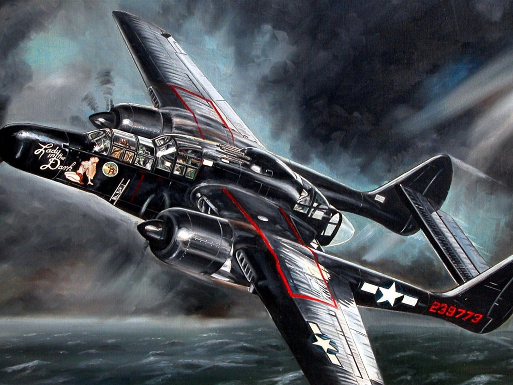 空中飛行的軍用飛機 精美繪畫壁紙 #10 - 1024x768