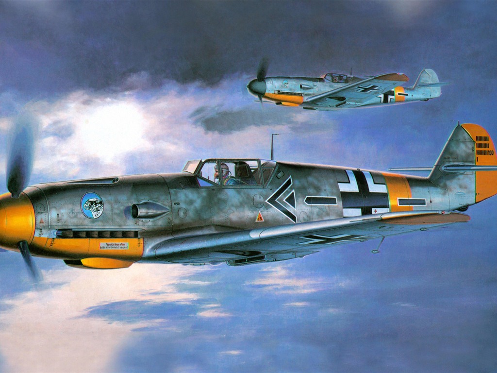 空中飞行的军用飞机 精美绘画壁纸11 - 1024x768